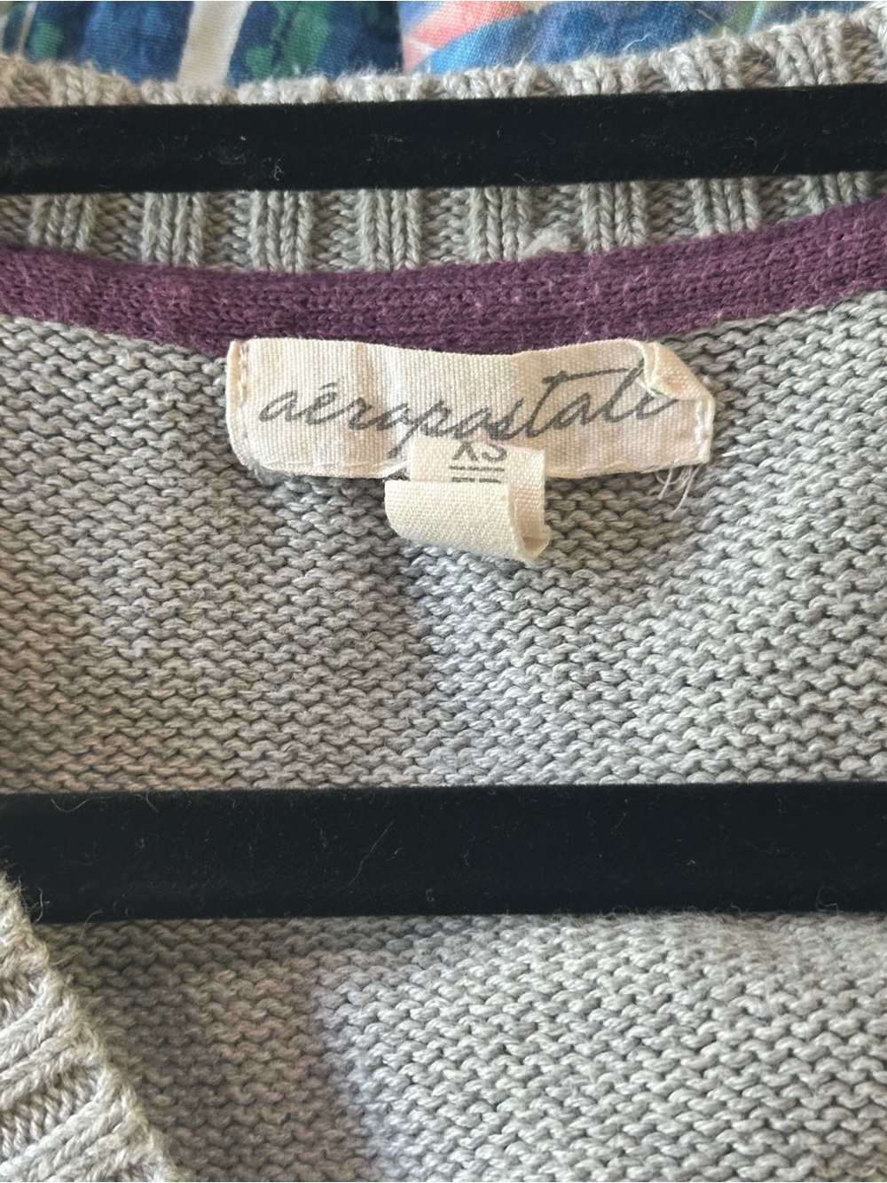 Aeropostale Gray Argyle Button-Front Cardigan with Multicolor Diamonds - Picture 3 of 4